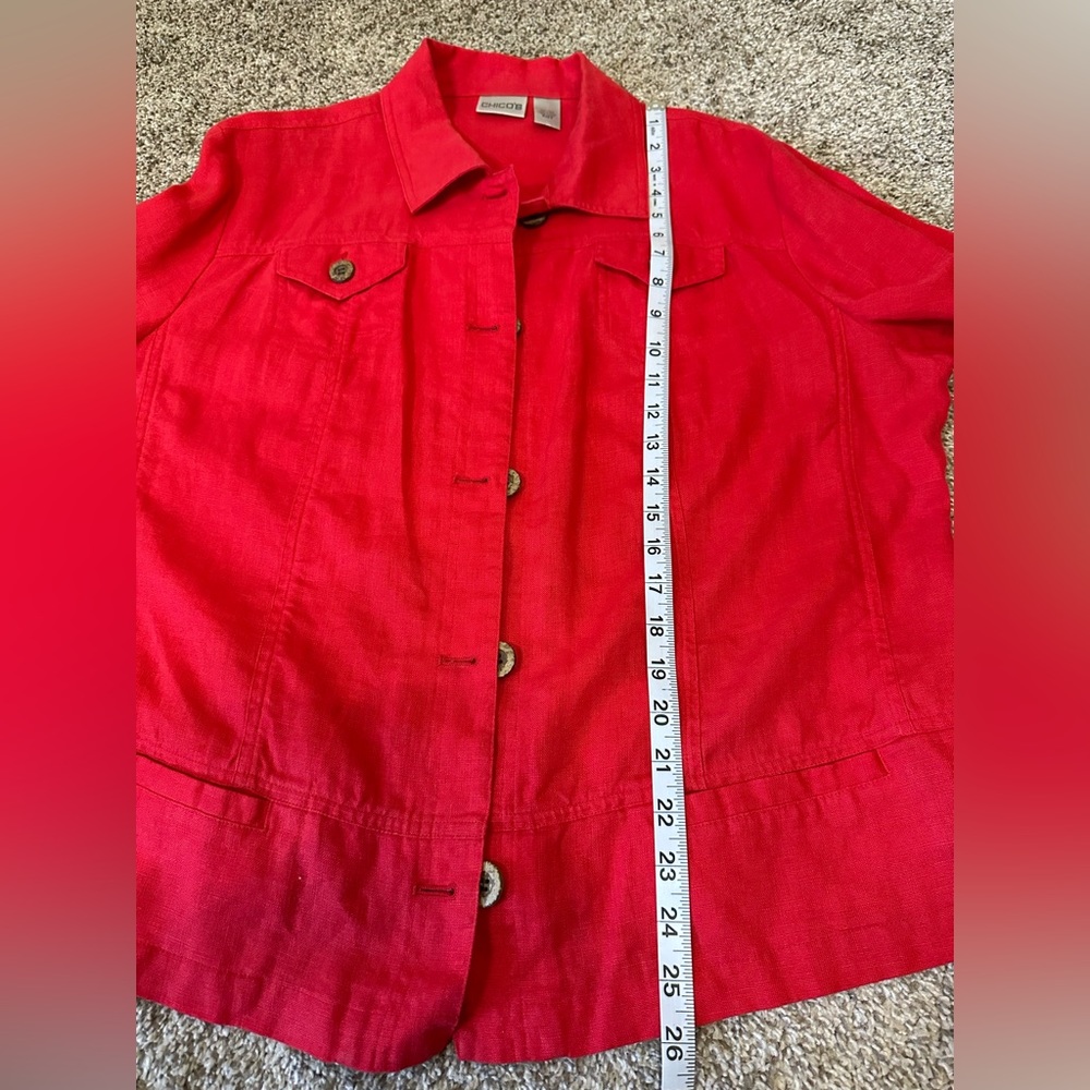 Chico's Red Button-Front Jacket - Picture 8 of 8